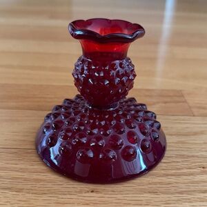 Fenton Ruby Red Hob Nail Candle Stick Holder